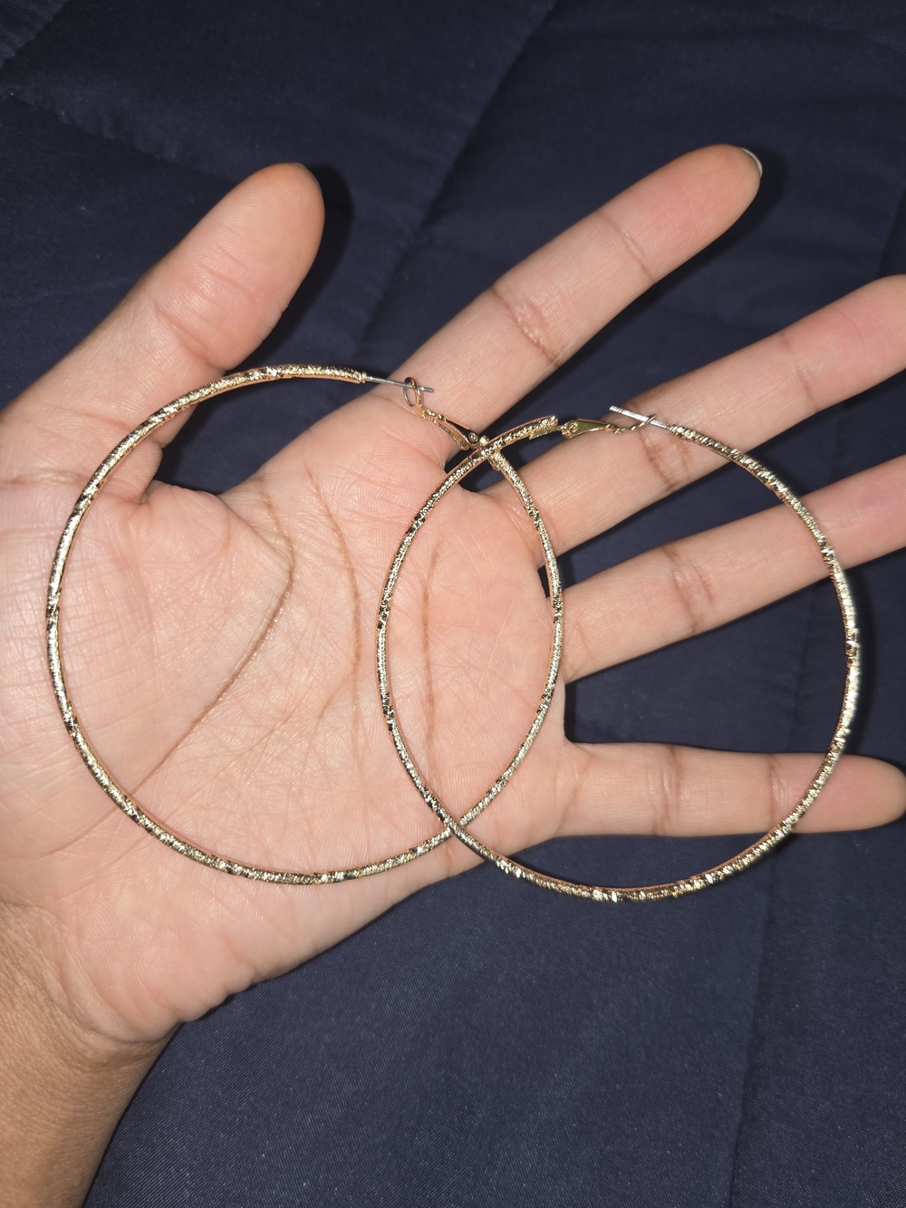Textured Gold Large Hoop Earrings